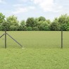 Clôture en fil soudé avec 7 poteaux spikes gris 0,4 x 10 m en acier 