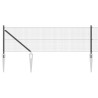 Clôture en fil soudé avec 7 poteaux spikes gris 0,4 x 10 m en acier 