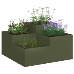 Jardinière 80x80x48 cm Vert olive Acier 