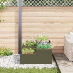Jardinière 80x80x48 cm Vert olive Acier 
