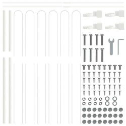 Clôture de jardin , blanche avec sommet en arc, 3,4x1,5 m en acier 