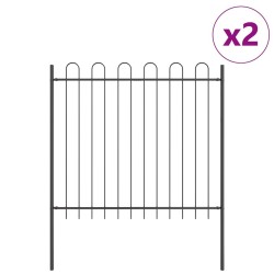 Clôture de jardin avec sommet en arc gris 3,4x1,5 m en acier 