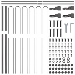 Clôture de jardin avec sommet en arc gris 3,4x1,5 m en acier 