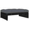 Repose-pied de jardin 120x80 cm noir bois de pin massif 
