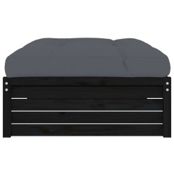 Repose-pied de jardin 120x80 cm noir bois de pin massif 