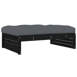 Repose-pied de jardin 120x80 cm noir bois de pin massif 