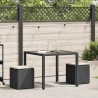 Tabourets jardin coussins 2 pcs noir 40x40x43 cm résine tressée 