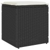 Tabourets jardin coussins 2 pcs noir 40x40x43 cm résine tressée 