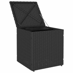 Tabourets jardin coussins 2 pcs noir 40x40x43 cm résine tressée 