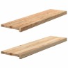 Marches d'escalier 2 pcs non traité bois de chêne massif 