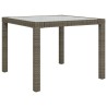 Table de jardin 90x90x75 cm Verre trempé et résine tressée Gris 