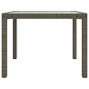 Table de jardin 90x90x75 cm Verre trempé et résine tressée Gris 