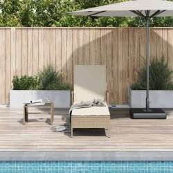 Lounge de Soleil Beige et crème Rotin PE 157 x 55 x 92 cm Pliable 