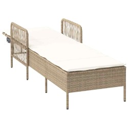 Lounge de Soleil Beige et crème Rotin PE 157 x 55 x 92 cm Pliable 