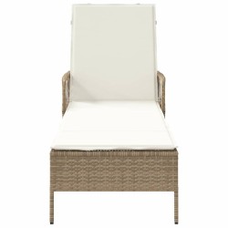 Lounge de Soleil Beige et crème Rotin PE 157 x 55 x 92 cm Pliable 