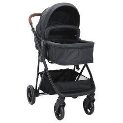 Poussette pour bébé 2-en-1 Anthracite et noir Acier 