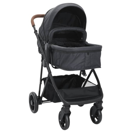 Poussette pour bébé 2-en-1 Anthracite et noir Acier 