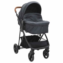 Poussette pour bébé 2-en-1 Anthracite et noir Acier 