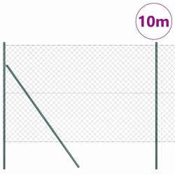 Jeu de Poteaux de Clôture Vert 1.6 x 10 m Acier galvanisé 