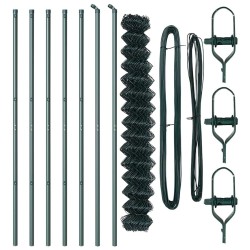 Jeu de Poteaux de Clôture Vert 1.6 x 10 m Acier galvanisé 
