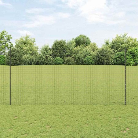 Clôture Euro avec 10 poteaux gris 1,5x10 m en acier 
