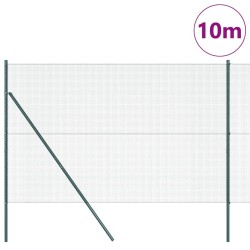 Clôture en fil soudé avec 7 poteaux Vert 1,6x10 m Acier 