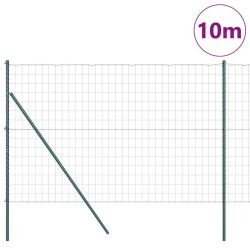 Clôture Euro avec 7 poteaux de 1,5 x 10 m en acier galvanisé vert 