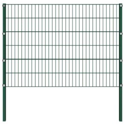 Panneau de clôture avec poteaux Fer 1,7 x 1,2 m Vert 