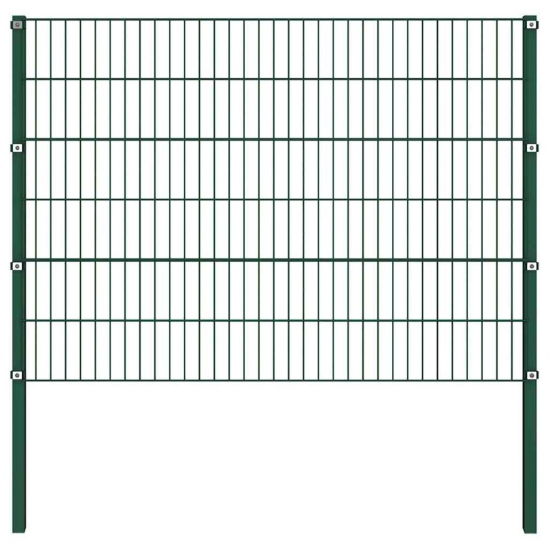 Panneau de clôture avec poteaux Fer 1,7 x 1,2 m Vert 
