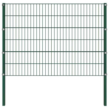 Panneau de clôture avec poteaux Fer 1,7 x 1,2 m Vert 