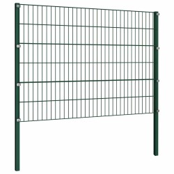 Panneau de clôture avec poteaux Fer 1,7 x 1,2 m Vert 
