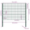 Panneau de clôture avec poteaux Fer 1,7 x 1,2 m Vert 