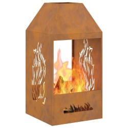 brasero 50x50x100 cm en acier vieilli 