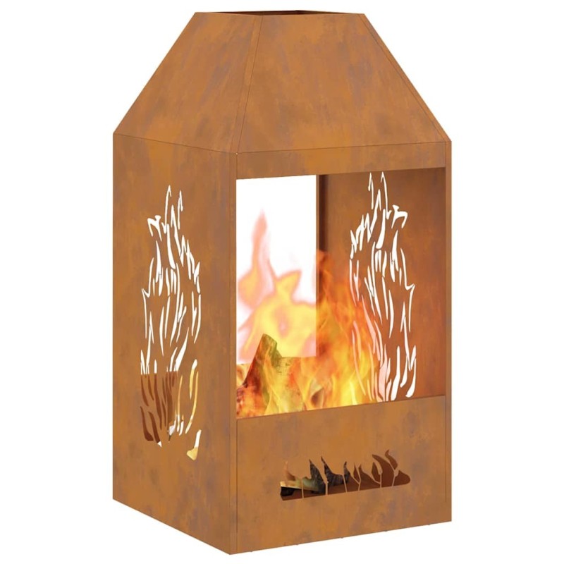 brasero 50x50x100 cm en acier vieilli 
