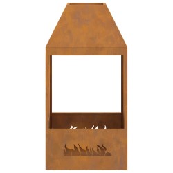 brasero 50x50x100 cm en acier vieilli 