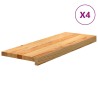 Marches d'escalier 4 pcs marron clair 70x25x2 cm chêne massif 