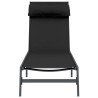Chaise Longue Noire Acier, Textilène Simple Accoudoirs réglables 