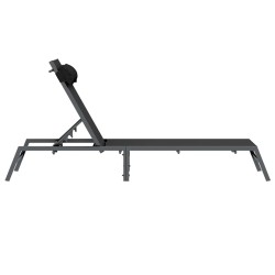 Chaise Longue Noire Acier, Textilène Simple Accoudoirs réglables 