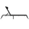Chaise Longue Noire Acier, Textilène Simple Accoudoirs réglables 