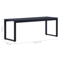 Banc de jardin 120,5 cm Panneau PS Noir 