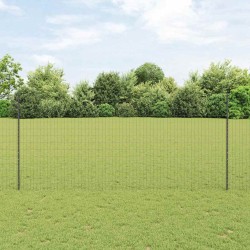 Clôture Euro avec 10 poteaux gris 1,4x10 m en acier 