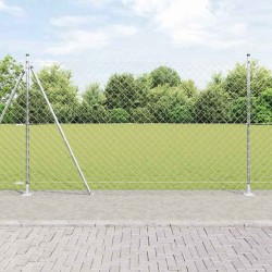 Jeu de Poteaux de Clôture Argent 10 x 1.5 m Acier galvanisé 