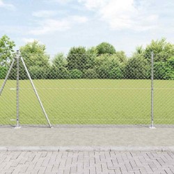 Jeu de Poteaux de Clôture Argent 10 x 1.2 m Acier galvanisé 