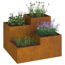 Jardinière 80x80x60 cm en acier résistant aux intempéries 
