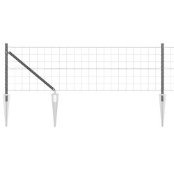 Clôture Euro avec 7 poteaux pointus 0,4 x 10 m en acier galvanisé gris 