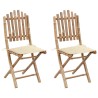 Chaises pliables de jardin lot de 2 avec coussins Bambou 