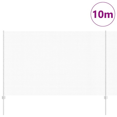 Clôture en Fil Soudé avec 10 Poteaux U Argent 1.6x10 m Acier 