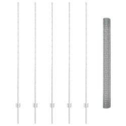 Clôture en Fil Soudé avec 10 Poteaux U Argent 1.6x10 m Acier 