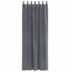 Rideaux occultants avec boucles de suspension 2 pcs en velours gris clair super léger 