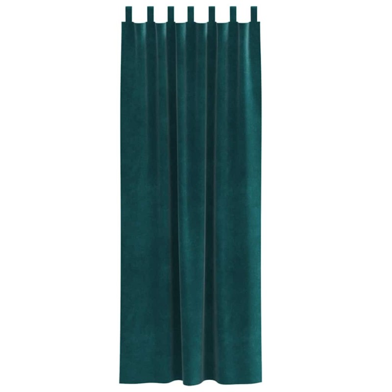 Rideaux occultants avec boucles de suspension 2 pcs Velours vert foncé 